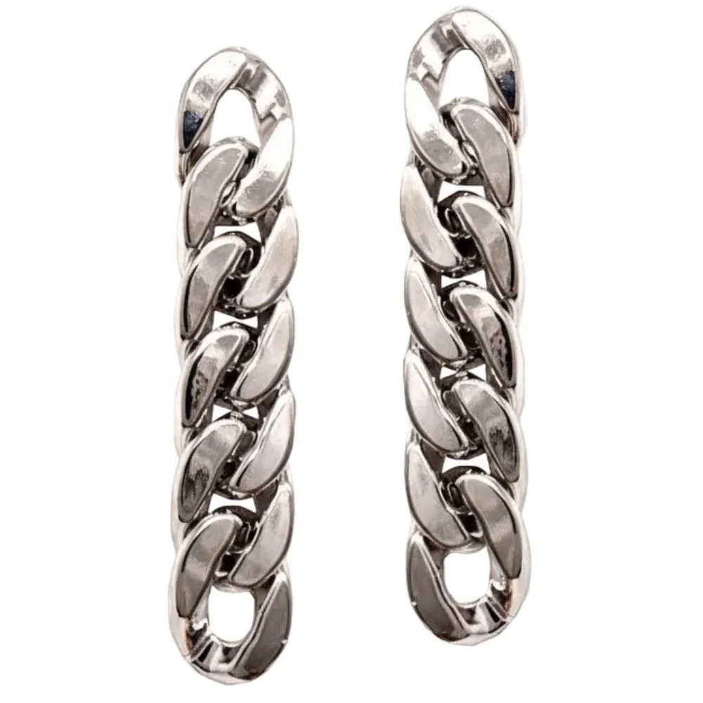 Womens Silver Tone Chain‎ Link Earrings